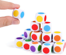 20Pcs 16MM Colored Dice Set, Acrylic Color Dot Dice with D6 Six Blank Sides roun