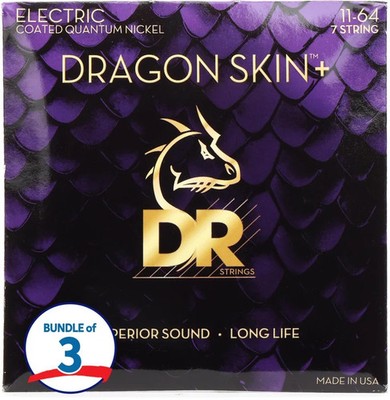 DR Strings Dragon Skin+ Electric Guitar Strings - .011-.064 Heavy (3-pack)