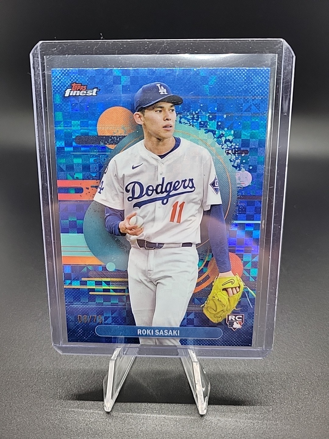 2025 Topps Finest Baseball Roki Sasaki RC Uncommon Blue Checkerboard /75