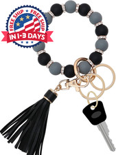 Pulsera llavero,Llavero de silicona para mujer pulsera elástica con cuentas