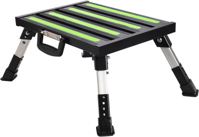 RV Step Stool, Adjustable Height Folding Aluminum Platform, Non-Slip Rubber Feet