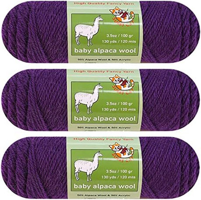 Baby Alpaca Wool Blend Yarn Worsted Weight 3 Skeins (100G/Each) Art Crafts Croch
