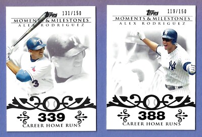 2 MOMENTS MILESTONES CARDS #1 ALEX RODRIGUEZ CAREER HOME RUNS 131