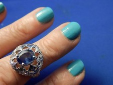 2.22 ct Untreated Oval Blue Ceylon Sapphire Filigree Ring Free Sizing