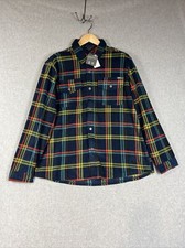 Eddie Bauer Flannel Button Up Shirt Mens XL Plaid Blue Shacket NWT MSRP 75