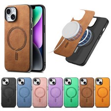 For iPhone 16 Pro Max 16e 15 14 13 12 11 Slim Skin-feel PU Leather Magnetic Case