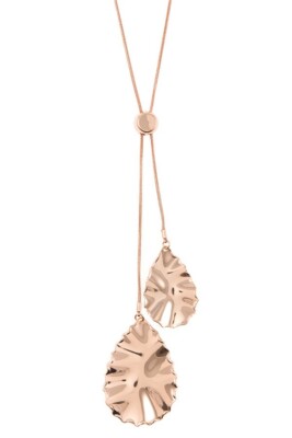 Rose Gold Double Teardrop Lariat Necklace