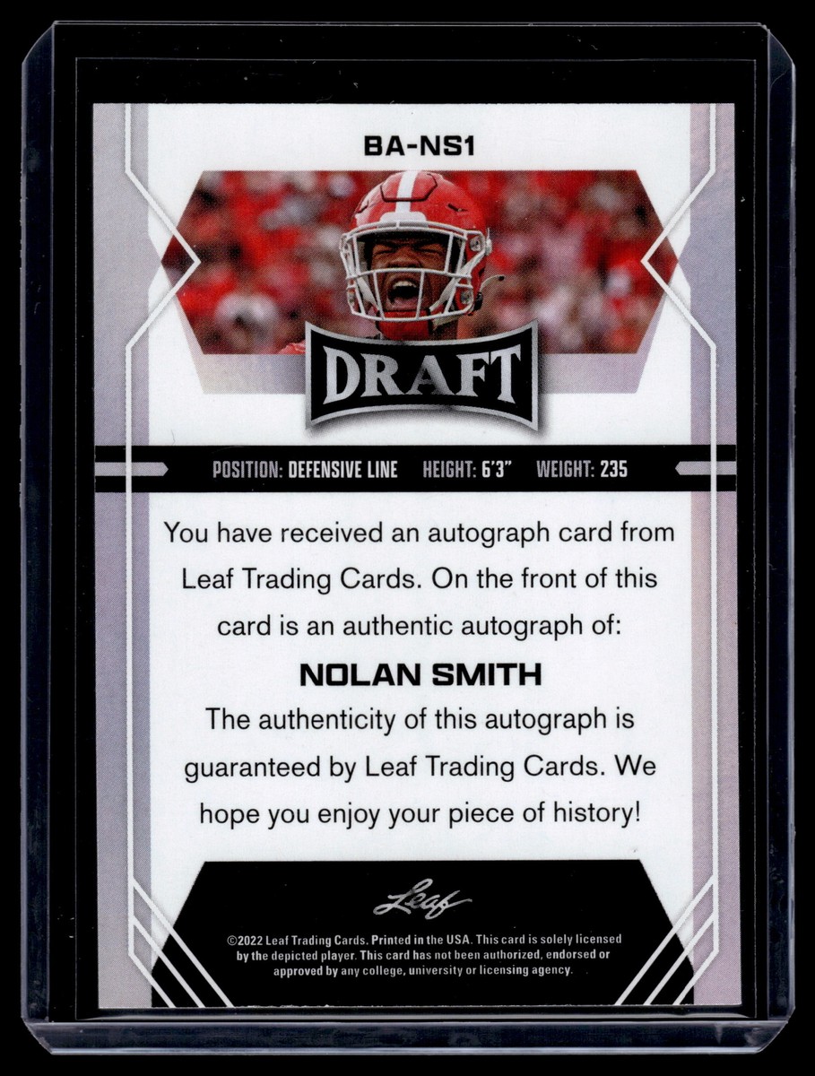 Nolan Smith 2022 Leaf Draft Rookie Autograph Card #BA-NS1 | eBay