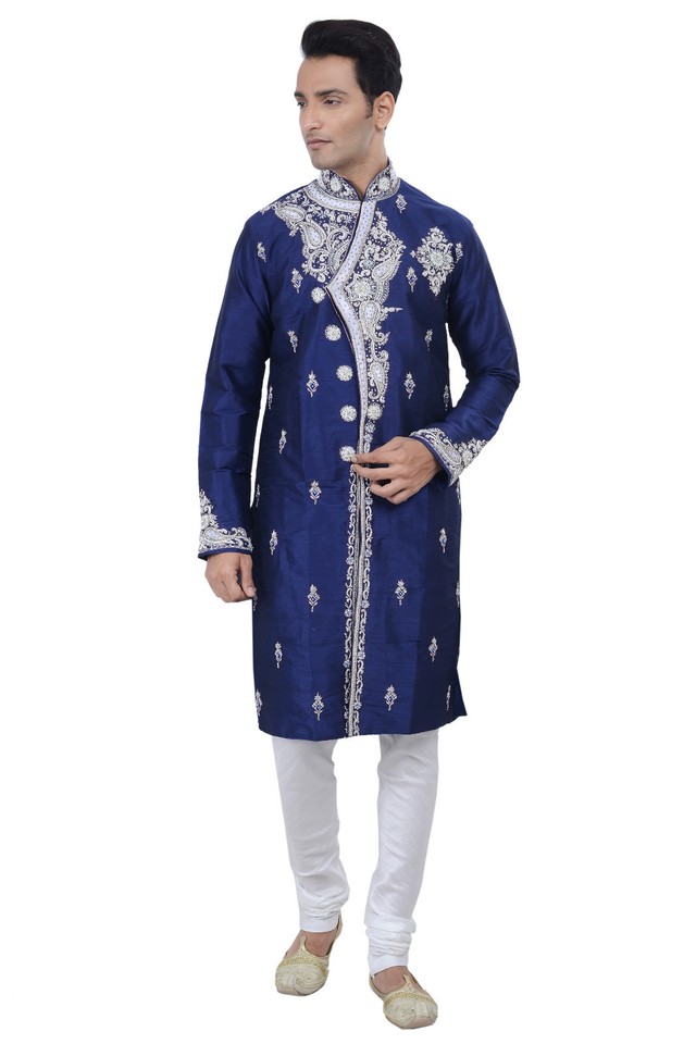 Men's Indian Designer Kurta Sherwani 2-Piece Suit | Cotton Blend | Tailored Kurta Churidar Set