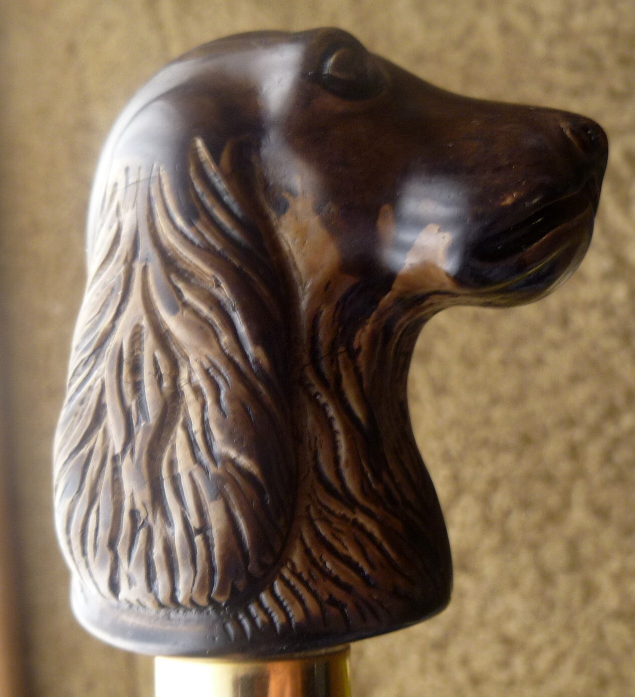 Vintage Dog Head Shoe Horn Made in Italy Wood Long Handle 20 INCHES