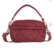 Samantha Brown To-Go Quilted Top Handle Crossbody Bag BURGUNDY nwot