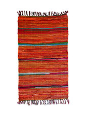 Handmade Cotton Chindi Door Mat Rag Rug Eco-friendly Upcycled Red 20x28in
