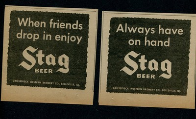 1946 2 Stag Beer Newsp Ads Quincy Il Herald Whig Griesedieck Western Brew Ebay