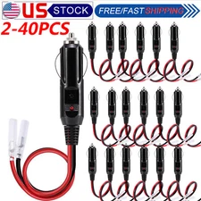 LOT 12V ~ 24V Fused Male Car Cigarette Lighter Socket Plug Connector Cable