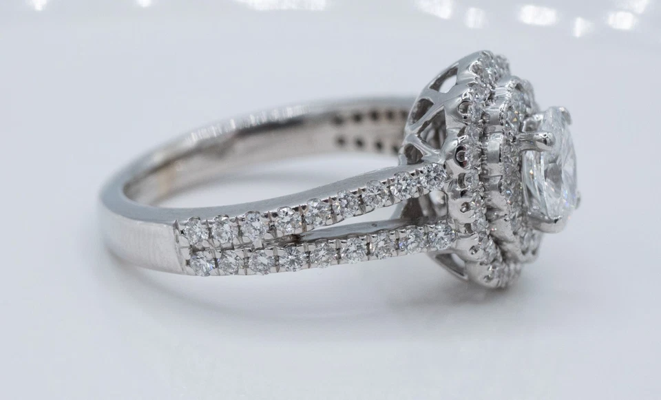 14KT White Gold Oval Natural Diamond Center Halo Engagement Ring .79CTTW GIA - Image 4 of 4