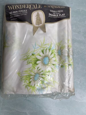 New Vintage 70s Wondercale by Springmaid fresh daisies double flat sheet