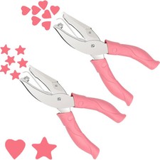 US DIY Paper Punch Puncher w/ Pink Grip Heart Star Shape Hole Cutter Tools Craft