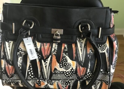 Kohl's: Brand New Tote Style Handbag Black Feather Print with Shoulder  Strap
