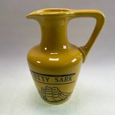 Cutty Sark Scotch Whisky Pitcher Bar Jug Yellow Vintage Ship