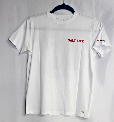 New Salt Life Jaws Open Mouth UV30 Tee White Youth Medium Live Salty Saltlife - Picture 2 of 4
