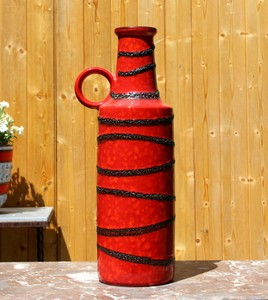 Scheurich 20 Tall Floor Vase Model 412 53 Red Black Glaze West