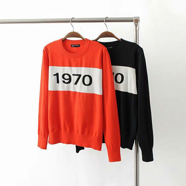 WOMEN 1970 JUMPER PULLOVER BELLA DESIGNER BLACK ORANGE Long Sleeved Knitted Top - Image 2 of 4