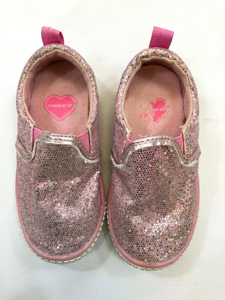 Flowers by Zoe Girls Spring Glitter Slip On Shoes Size 7 Toddler - Image 3 of 4