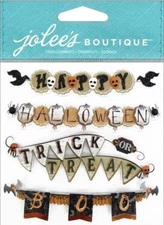 Jolee's Boutique Dimensional Stickers ~ Vintage Halloween Banners Repeat 4 Pc