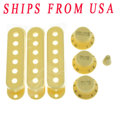 KAISH ST Pickup Covers Knobs & Switch Tip Cream for Strat Quality