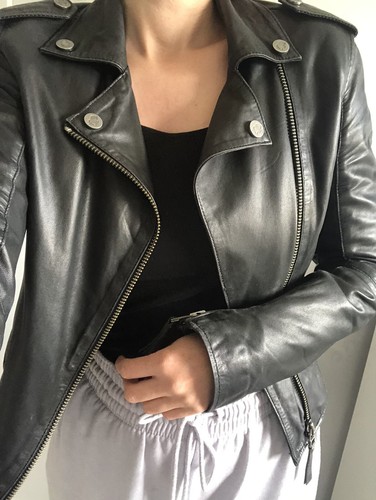 Ladies-Karl Lagerfeld Black Leather 
