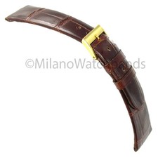 20mm deBeer Genuine Louisiana Alligator Brown Shiny Padded Unstitched Watch Band