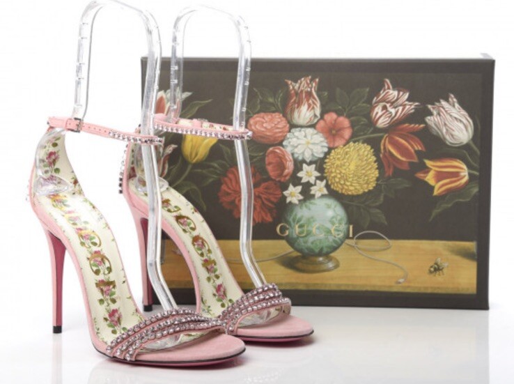 Gucci Crystal Sandals Embellished Heels 40/9 Pink $1299 | eBay