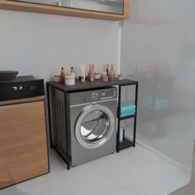 LBSIGN Mobile Coprilavatrice Stile Industrial 100x60x90 Con Ripiani Laterali Ida