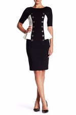 NWT NUE by Shani social occasion party peplum cocktail dress  Black ivory 8