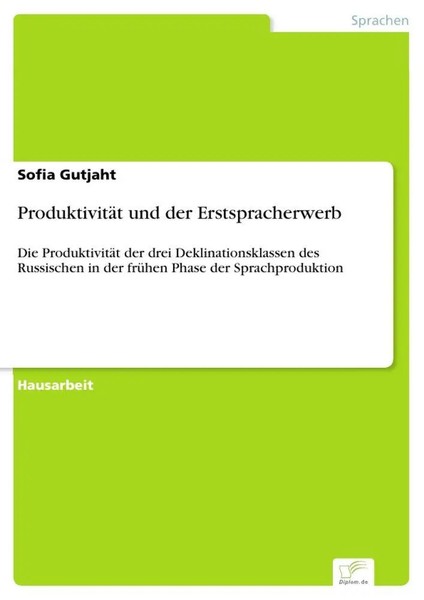 Sofia Gutjaht | ProduktivitäT Und Der Erstspracherwerb | Taschenbuch | Deutsch-image