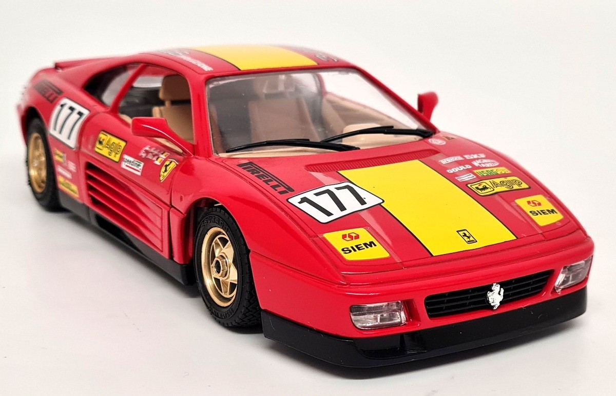 Burago 1/24 Ferrari 348tb Racing #177 1989 Rosso Red Diecast Model Car