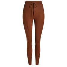 Varley Burnt Red Orange Mocado Rib Knit Leggings Large Style VAR01665