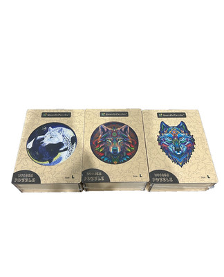 Wooden Jigsaw Puzzle for Gift Lot Of (3) Wolf from Quordle Puzzles Kids y Adults