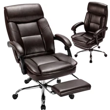 ZUNMOS EXECUTIVE OFFICE CHAIR ERGONOMIC BIG TALL LEATHER SWIVEL - BROWN