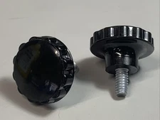 1/4-20" x 1/2" Thumb Screw Bolts Black Fluted 12 Point Clamping Knob - 2 Pcs