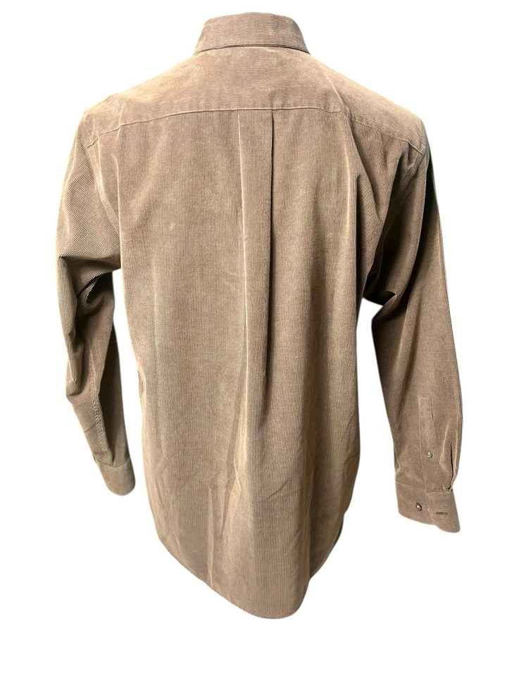 Camisa masculina Daniel Cremieux de veludo com botões M marrom oliva assinatura coleção - Imagem 2 de 4