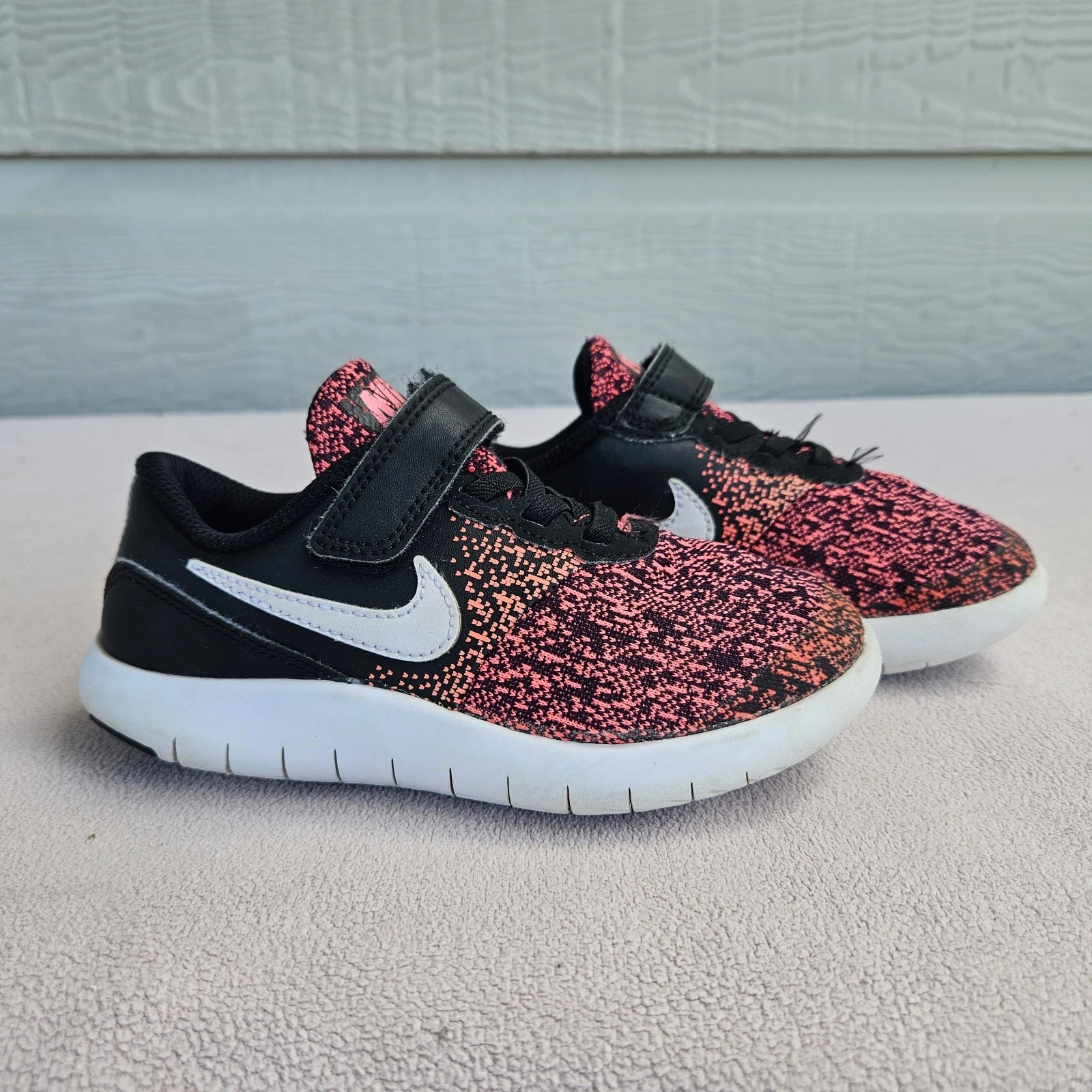 Nike Flex Contact sneaker atletica ragazza taglia 12C rosa nero gancio e passante 917938 001