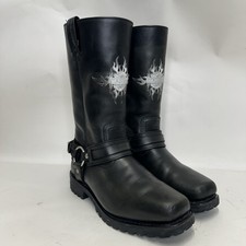 Vintage Harley-Davidson Motorcycle Flame Logo Boots Black 91055 Men s 9