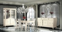 Esszimmer Esstisch Stuhl Kommode Vitrine Ess Tisch Gruppe Holz Italy Set 7Tlg