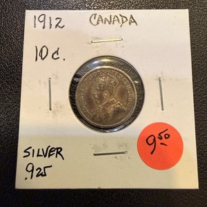 1912 CANADA SILVER 10 CENTS! T328