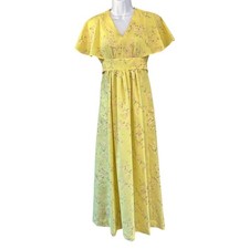 Vintage 70s Maxi Dress Cottagecore Prairie Floral Garden Party Boho V-Neck