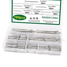 160Pcs Cotter Pin Clip Key Fastener Fitting Assortment Kit for Car Mechanic