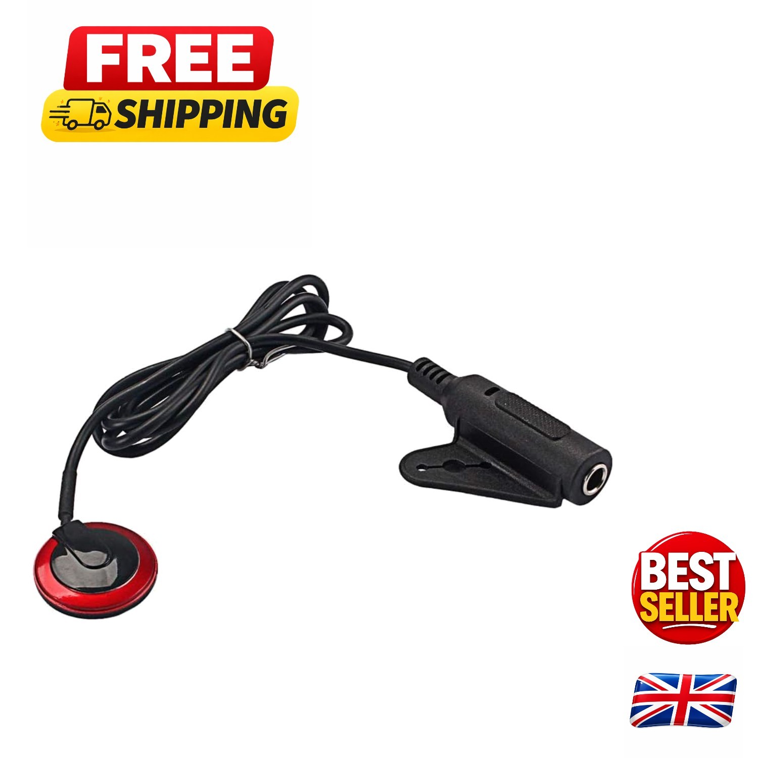 Professional Piezo Microphone Pickup for Guitar, Violin, and Banjo - 1/4"" Jack