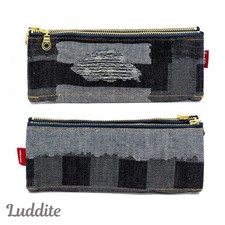 LUDDITE Authentic Okayama Denim  Randam Patchwork Folding Pen Case Made in Japan