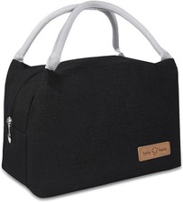 Lightweight Insulated Lunch Bag for Office  Outdoor - Black, Easy Carry Design